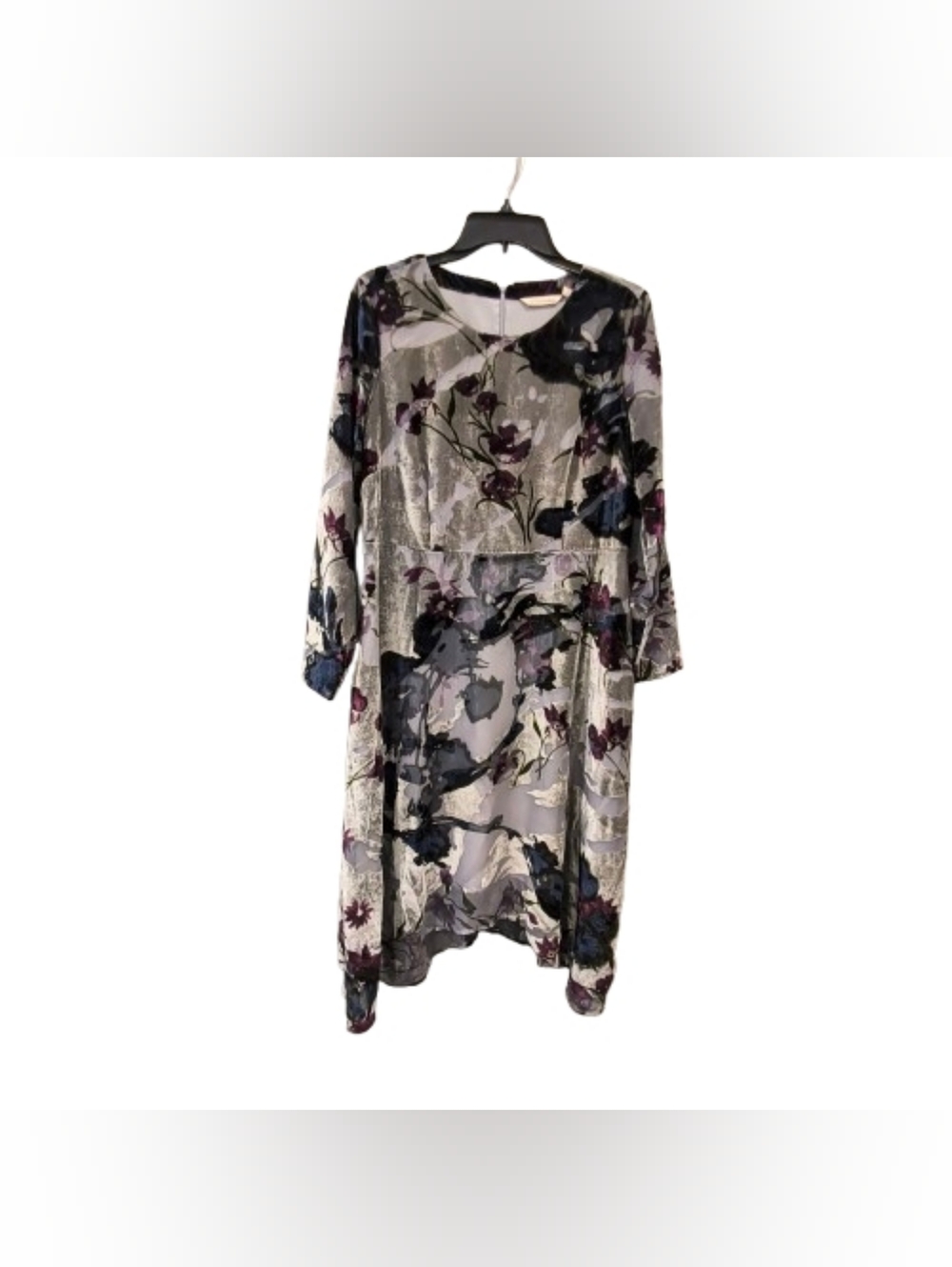 Soft Surroundings Burnout Velvet Floral Midi Dress Boho Artsy Lined